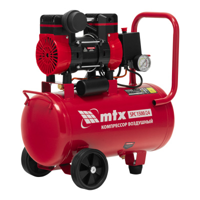 Компрессор MTX SPC 1500/24, 1500 Вт, 24 л, 260 л/мин, безмасляный, малошумный