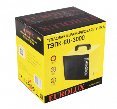Тепловая пушка EUROLUX ТЭПК-EU-3000, 3000 Вт, квадратная, керамический нагревательный элемент