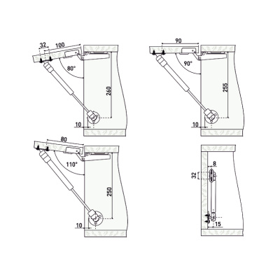 Кронштейн газовый StahlBuro N80, матовый чёрный