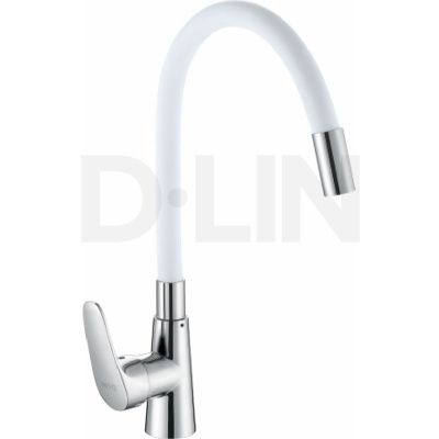Смеситель для кухни D-lin D155302-3 (гнущийся гусак в белом силиконе)
