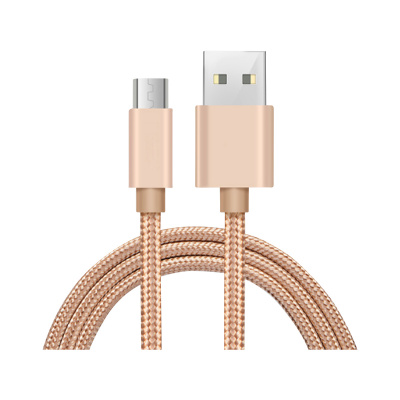 Шнур USB шт. - MicroUSB шт., 1 м, ткань, золотистый