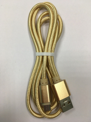 Шнур USB шт. - MicroUSB шт., 1 м, ткань, золотистый
