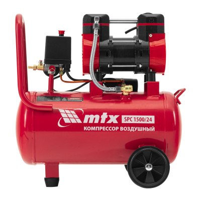 Компрессор MTX SPC 1500/24, 1500 Вт, 24 л, 260 л/мин, безмасляный, малошумный