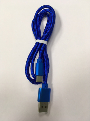 Шнур USB шт. - Type-C шт., 1 м, ткань, синий