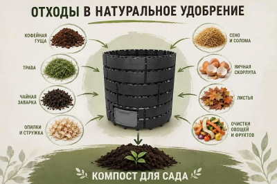 Компостер, 1200 литров, без крышки, без дна, серый