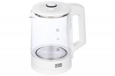 Чайник стекло HOMESTAR HS-1008, 1,8 л, 1500 Вт, белый