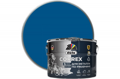 Грунт-эмаль по ржавчине 3 в 1 глянцевая düfa CORREX, RAL 5005 синяя, 10 л