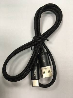 Шнур USB шт. - Type-C шт., 1 м, ткань, чёрный
