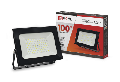 Прожектор LED IN HOME СДО-7, 100 Вт, 6500 К, IP65