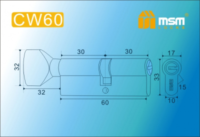 Механизм перфо. ключ-вертушка CW-60 мм SN, матовый никель
