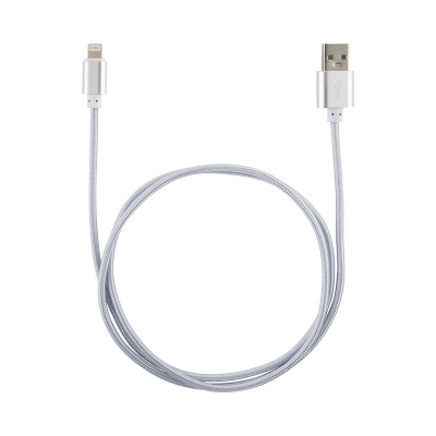 Шнур USB шт. - MicroUSB шт., 1 м, ткань, серебристый