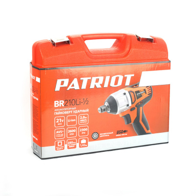 Гайковёрт аккумуляторный ударный PATRIOT BR210Li-1/2, 18 В, 280 Нм, квадрат 1/2", 2х2 Ач