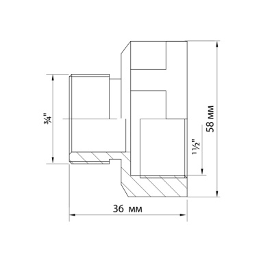 Переходник 3/4" н. x 1½" в., латунный, VRT