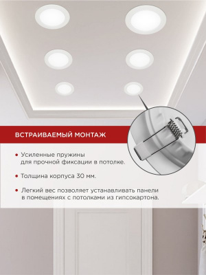 Панель светодиодная IN HOME RLP-VC, 36 Вт, 4000 К, 220 мм, 2880 лм, IP40 (круг)