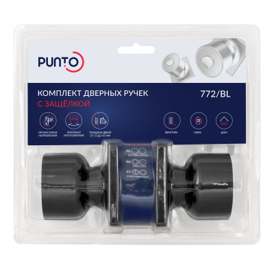 Ручка-защёлка PUNTO DK772/BL BL-PS, без фиксатора, чёрная