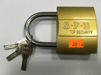 Замок навесной SFB, латунь, 75 мм