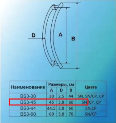 Ручки-скобы MSM BS3-30, 45 см, SN матовый никель, нержавеющая сталь