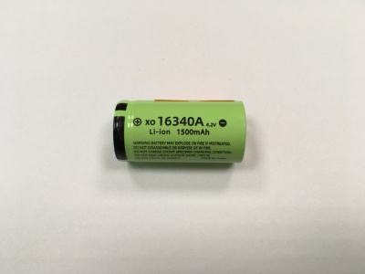 Аккумулятор высокоёмкостный 16340 Li-ion, 3,7 В, 1500 мАh (CR123)