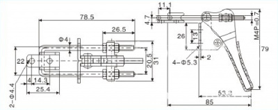 Замок стяжной приподнятый (цинк) ручка прорезиненная (GH-40324)