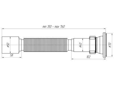 Сифон гофрированный АНИ пласт 1½"x50 мм (350-760 мм)