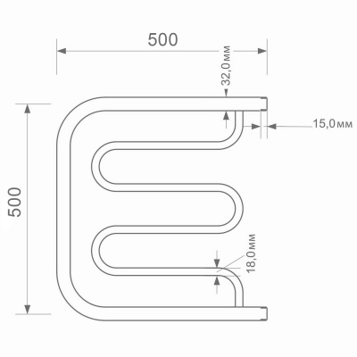 Полотенцесушитель MIXLINE "SIMPLE" PM1, 500x500 мм, нерж., 1", без монтажного комплекта