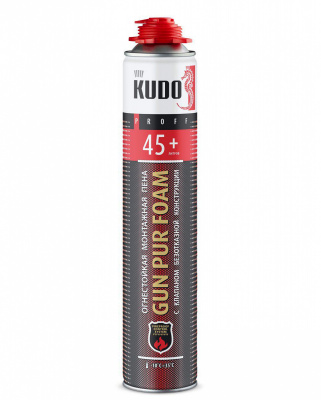 Пена монтажная KUDO Proff 45+ огнестойкая, всесезонная, 1000 мл