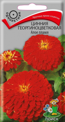 Семена ЦВЕТОВ ЦИНИЯ ГЕОРГИНОЦВЕТОЧНАЯ "АЛОЕ ПЛАМЯ" ПОИСК 0,4 г