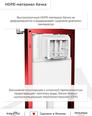 Система инсталляции TOKITO TATSUMAKI COMPACT-43, кнопка TOKITO TATSUMAKI-SQ-GM "SQUARE GUN METAL" + унитаз TOKITO TATSUMAKI-TY "YOKO" (торнадо)