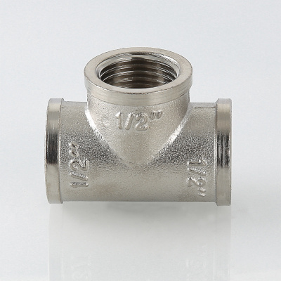 Тройник 1/2", внутренние резьбы, латунный, Valtec
