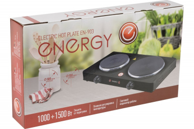 Плитка электрическая ENERGY EN-903В, 2 конфорки "блины", 1500+1000 Вт, чёрная