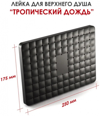Лейка тропическая D-lin D61071, 250x175 мм, для душевой системы, чёрная